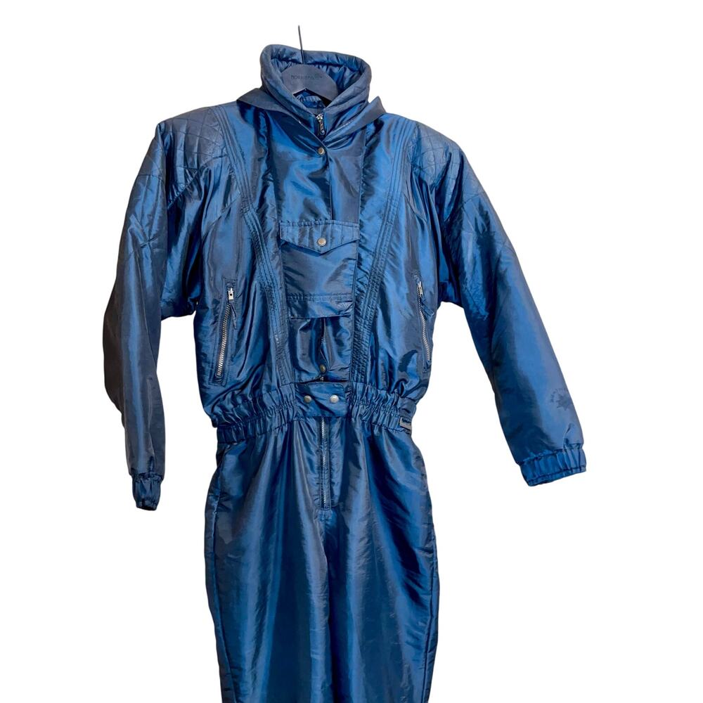Vintage Edelweiss Ski Suit Snowsuit Women’s Size 12 BlueGreen 80s Retro Snow Bib